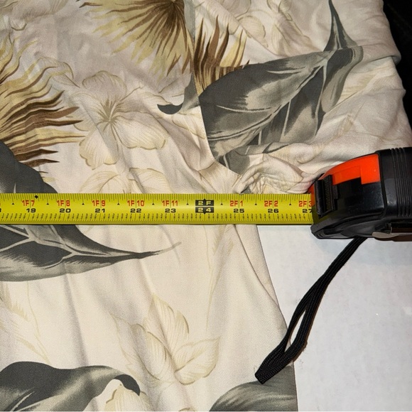 Mens Caribbean Beige Palm Leaves Silk/Cotton Hawaiian Shirt Wooden Button 2XL - Picture 7 of 9